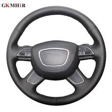 Black Artificial Leather Car Steering Wheel Covers Case for Audi A6 (C7) 2012-2016 Q7 2013-2015 A8 2011-2016 S8 2013 2024 - buy cheap