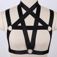 Black Pentagram Harness Punk Goth Underwear Bra for Women Crop Top Body Cage Bralette Fetish Bondage Plus Size Festival Rave 2024 - buy cheap