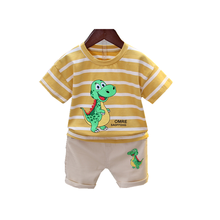 Roupas moda verão para bebês crianças meninos meninas desenho animado camiseta listrada shorts 2 tamanhos roupas infantis roupas esportivas para crianças 2024 - compre barato
