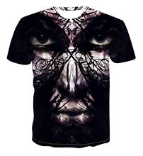 Summer men's t-shirt men's Harajuku short sleeve heavy metal T-shirt casual head print 3D men's T-shirt s-6xl 2024 - buy cheap