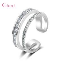 Wholesale Fashional 925 Sterling Silver Tredny Female Rings Elegant Luxury High Quality Stackbale Crystals Open Rings For Women 2024 - buy cheap