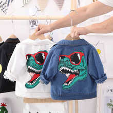 Jaqueta jeans com dinossauro para crianças, casaco infantil de primavera e outono 2021 para meninos e meninas 2024 - compre barato