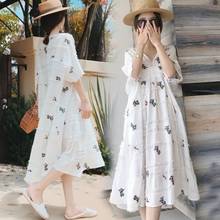 1878# Double Layer 2021 Summer Korean Fashion Maternity Dress V Neck A Line Loose Clothes for Pregnant Women Linen Pregnancy 2024 - buy cheap