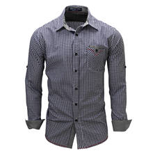 2020 VISADA JAUNA Spring New Fashion Men Plaid Shirt Long Sleeve Check Shirts Casual Slim Fit Blue Camisa High Quality 2024 - buy cheap