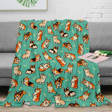 Jolly Corgis In Green Throw Blanket Home Decoration Dog and Bone Warm Flannel Blankets For Bedroom 2024 - buy cheap