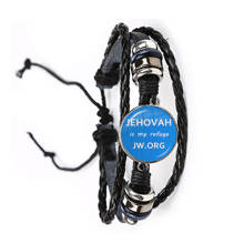 Jehovah Is My refugio JW.ORG-pulsera Punk de 20mm, brazalete de cuero negro/marrón con cabujón de cristal, joyería para regalo de catolismo 2024 - compra barato