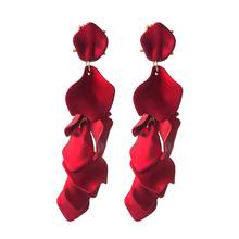 Винтажные женские резиновые лепестки роз длинные серьги-гвоздики ювелирные изделия подарок 2024 - купить недорого
