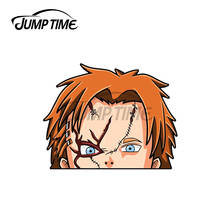 Jump Time 13 x 7.2cm For Chucky Peeker Anime Car Stickers Personality Computer Windows Waterproof Decal Occlusion Scratch 2024 - buy cheap