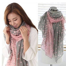 Hot Sale Women Scarf  Autumn Warm Soft Long Voile Neck Large Wrap Shawl Stole Pink Grey Dots Scarve 166*60cm 2024 - buy cheap