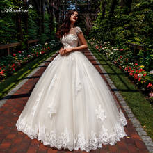 Alonlivn Noivas Floor-Length Beading Pearls Embroidery Appliques With Button Ball Gown Wedding Dresses 2024 - buy cheap