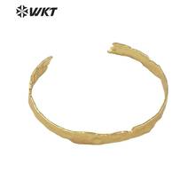 WT-B560 WKT most popular irregular metal brass women bangle is open size Tiny simple gold electroplated lava bangle 2024 - buy cheap