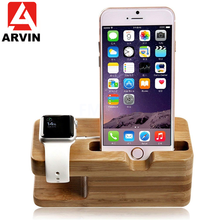 Arvin Wooden Charging Dock Station for Mobile Phone Holder Stand Bamboo Charger Stand Base For Apple Watch and For iphone 8 X 2024 - buy cheap