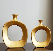 Скандинавская Золотая керамическая ваза, Современное украшение для дома, орнамент, креативная ваза для потолка, композиция вазы для гостиной 2024 - купить недорого