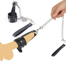 Leather Penis Sleeve Scrotum Ring Ball Stretcher Sex Aid Chain Leash BDSM Bondage Male Chastity Cage Cock Erection Ring Sex Toy 2024 - buy cheap