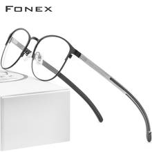 FONEX Silicone Alloy Optical Eye Glasses Frames for Women Round Myopia Prescription Eyeglasses Men 2020 Screwless Eyewear 987 2024 - buy cheap