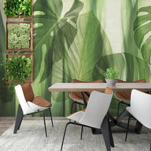 Milofi-papel tapiz 3D personalizado, mural de planta verde, palma, hoja de plátano, selva tropical, decoración de pared de fondo para sala de estar y dormitorio 2024 - compra barato