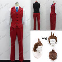 Ace-Chaleco rojo Apollo de la justicia para hombre y mujer, traje de Cosplay, conjunto completo, disfraz de Halloween y pelucas, 5 uds. 2024 - compra barato