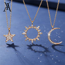 Bohemian Sun Star Crescent Moon Necklace for Women Fashion Geometric Bling Crystal Pendant Pendant Necklace Collares Jewelry 2024 - buy cheap