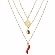 Necklace Women Jewelry Chain Gold Color Choker Queen Coin Pendant Chili Hot Pepper Statement Stainless Steel Necklaces Gift 2024 - buy cheap