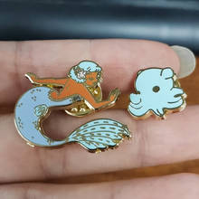 Dumbo Octopus Mermaid Brooch Set Love can be so complicated when your a mermaid and a cecaelia Enamel Pin Jewelry 2024 - buy cheap