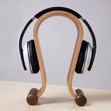 Soporte de madera con forma de U para auriculares, gancho Universal montado en la cabeza, estante de exhibición para escritorio, colgador para auriculares 2024 - compra barato