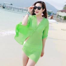 Summer Hot Sale Fashion Beachwear Swimsuit Beach Cover-up Women Chiffon Bikini Cover Ups Dress Swim Wear 2024 - buy cheap