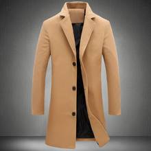 Thickened mens Coats and Jacket Winter Warm Solid Color Woolen Trench Blends Slim Long Coat Outwear Overcoat Men Coats Jackets 2024 - buy cheap