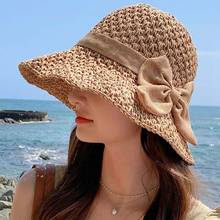 2021 ráfia chapéu de praia feminino, palha de vime ou palha estilo panamá para o verão 2024 - compre barato