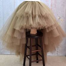 Rainbow Puffy Tulle Skirt For Bridal Pleated Tiered Floor Length Long Tutu  Skirt