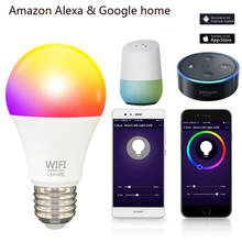 Bombilla inteligente con WiFi, lámpara LED RGB regulable B22/E27, funciona con Alexa/Google, RGB + CW + WW, accesorios para el hogar, TUYA, 9W 2024 - compra barato