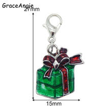 10pcs Christmas Gift Green Enamel Charms For Earrings Necklace Pendant With Jump Rings Handmade Keychain Cute Bow Gift Box DIY 2024 - buy cheap