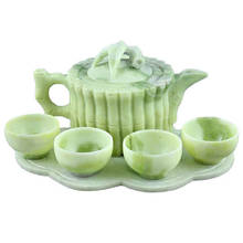 Natural Lantian Jade Teapot Set Jade Stone Family Decoration Health Tea Set Gift 2024 - buy cheap