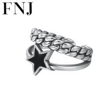 FNJ 925 Silver Rings Adjustable Size Open Pentagram Rope Popular S925 Solid Thai Silver Ring for Women Jewelry Fine 2024 - buy cheap