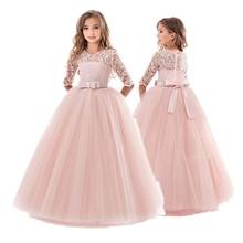 Vestido de encaje Floral para niñas de 6 a 14 años, vestido de princesa para fiesta, vestidos elegantes para niñas, ropa Formal de boda 2024 - compra barato