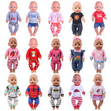 Roupas de boneca, pijamas 2 tamanhos, vestidos de dormir para 18 partes americanas e 43cm, roupas de boneca recém-nascida, acessórios, brinquedo de meninas 2024 - compre barato