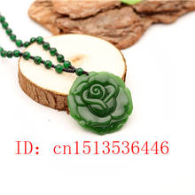 Carved Rose Jade Pendant Natural Chinese Green Beads Necklace Charm Jadeite Jewellery Fashion Lucky Amulet Gifts for Women 2024 - buy cheap