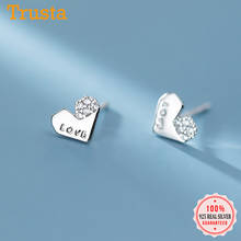 Trustdavis 925 Sterling Silver Fashion Charm Romantic Heart Love CZ Stud Earrings For Women Wedding Fine S925 Jewelry DA1565 2024 - buy cheap