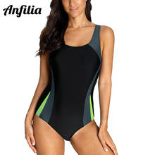 Anfilia One Piece Women Sports Swimsuit Patchwork Cross Back Swimwear Bathing Suit Beachwear Backless 2024 - buy cheap