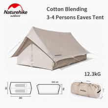 Naturehike barraca de acampamento de algodão, tenda retangular com eaves de 3-4 pessoas, grande espaço, à prova d'água, caminhadas ao ar livre, piquenique, extensão de 2024 - compre barato