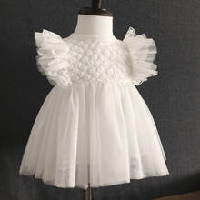 Vestido de encaje de cumpleaños para bebé, Pelele de tutú sin mangas con volantes, pelele, ropa infantil de 6M 2024 - compra barato