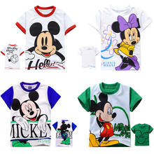 Camiseta Unisex con dibujos animados de mickey y minnie mouse para niños, camisetas de manga corta para bebés, Tops de algodón para niñas, ropa 2021 2024 - compra barato