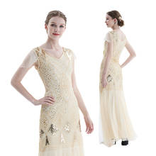 Женское платье с коротким рукавом, длинное винтажное платье с блестками, 1920s 2024 - купить недорого