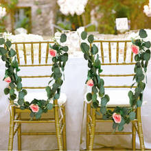 Guirnalda de eucalipto verde Artificial de 1M, hojas de vid, plantas artificiales de ratán, corona de hiedra, decoración de pared, decoración de boda 2024 - compra barato