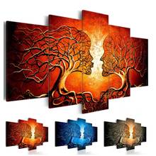 Pintura en lienzo para decoración del hogar, 5 piezas de beso de árbol, Color rojo, azul, amarillo, imágenes de amor, impresiones abstractas, póster Modular, arte de pared para habitación 2024 - compra barato