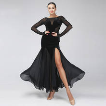 Vestido competição de dança de salão feminino, vestido longo de baile sexy dividido preto/vermelho, roupa de treino moderno para flamengo vdb324a 2024 - compre barato