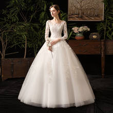 Long sleeves wedding dress 2021 wedding gowns applique robe de mariee elegant marriage lace dress bride dress wedding gowns 2024 - buy cheap