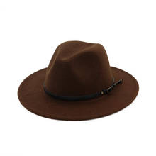Wool Felt Fedora Hat  Cap Wide Brim with Belt Ladies Trilby Chapeu Feminino Hat Women Men Jazz Church Godfather Sombrero Caps H3 2024 - buy cheap