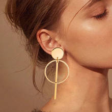 Simple fashion gold color Silver plated geometric Long Circle earrings for women fashion big hollow drop earrings jewelry 2024 - buy cheap