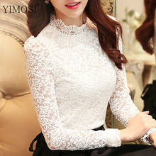 4XL Lace Blouse Shirt 2019 Casual Long Sleeve White Shirt Blusa Lady Hollow Out Tops Plus Size Female Clothing 2024 - buy cheap