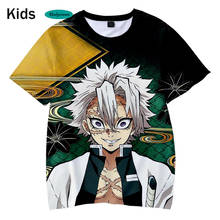 Camiseta para niños y niñas 3D Comic Demon Slayer, camisa de moda Hip Hop, camiseta de verano adecuada 3D Kimetsu no Yaiba 2024 - compra barato